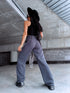 TRENDY, classic pants with buttons - DARK GRAY